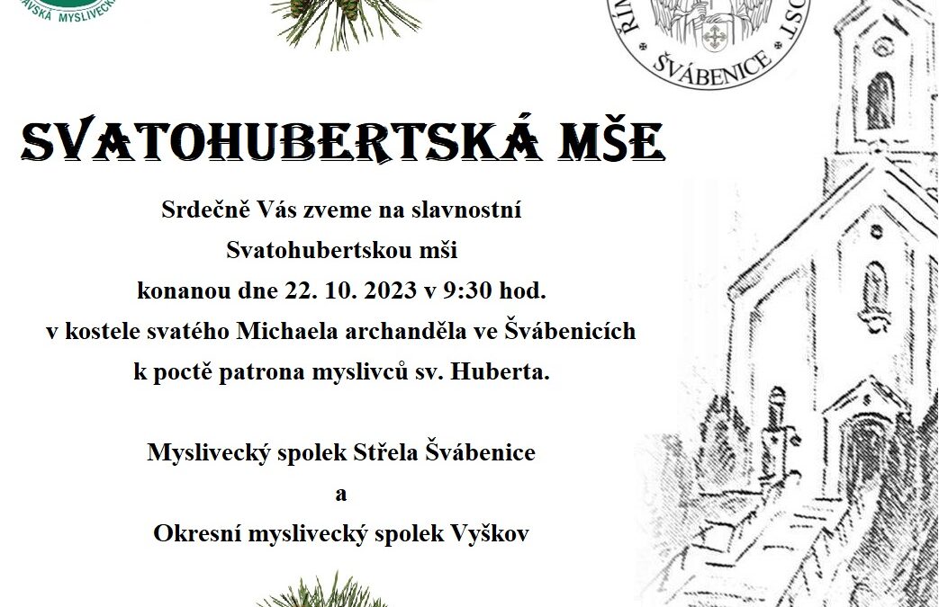 Pozvánka na svatohubertskou mši v Švábenicích