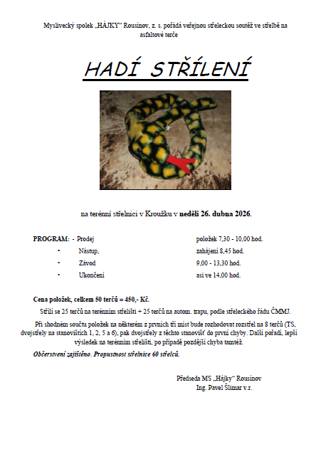 Soutěž v brokové střelbě – Hadí střílení
